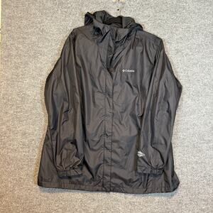 Columbia Jacket Womens 2X XXL Black Windbreaker Full Zip Up Hooded Omni-Tech